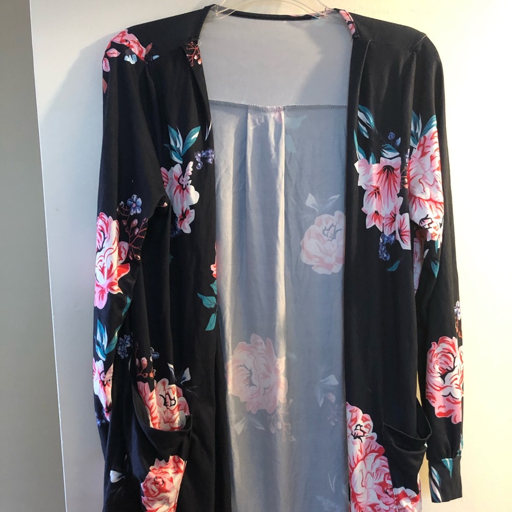 Navy blue floral cardigan